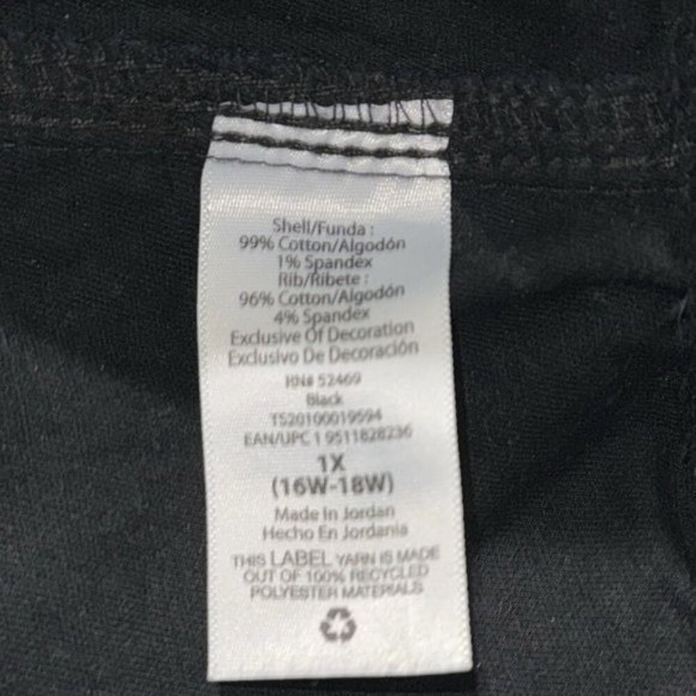 Terra & Sky Womens Black Drawstring Cotton Blend Pants 1X (16W-18W) Relaxed Fit - Picture 3 of 10